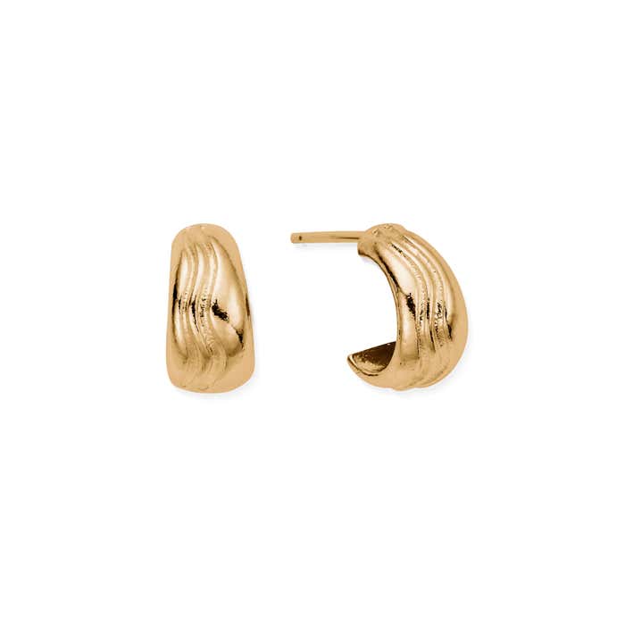 Waves Huggie Hoop Earrings - Gold - GEH3325