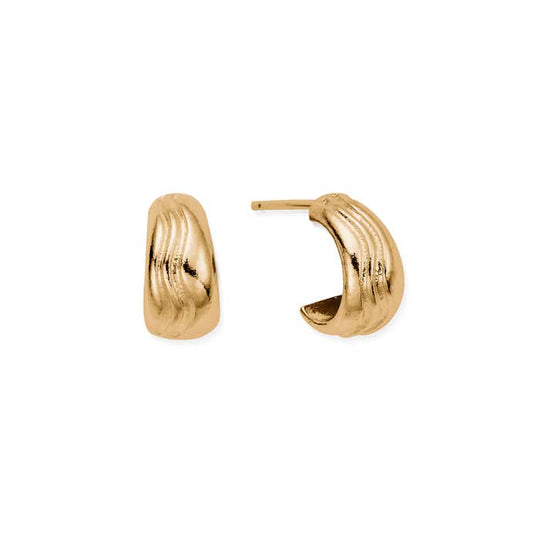 Waves Huggie Hoop Earrings - Gold - GEH3325