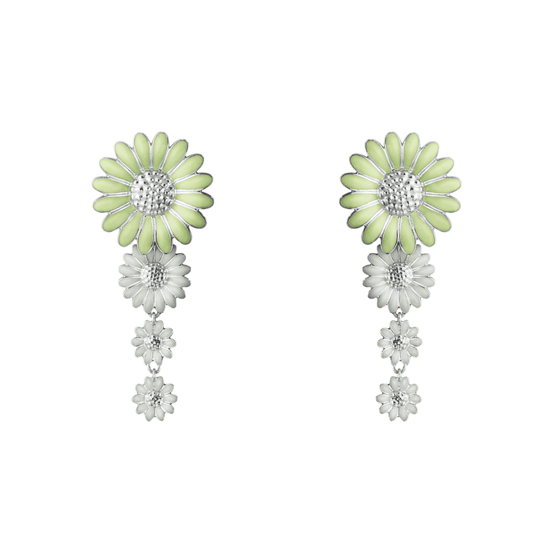 Daisy Drop Earrings - Silver