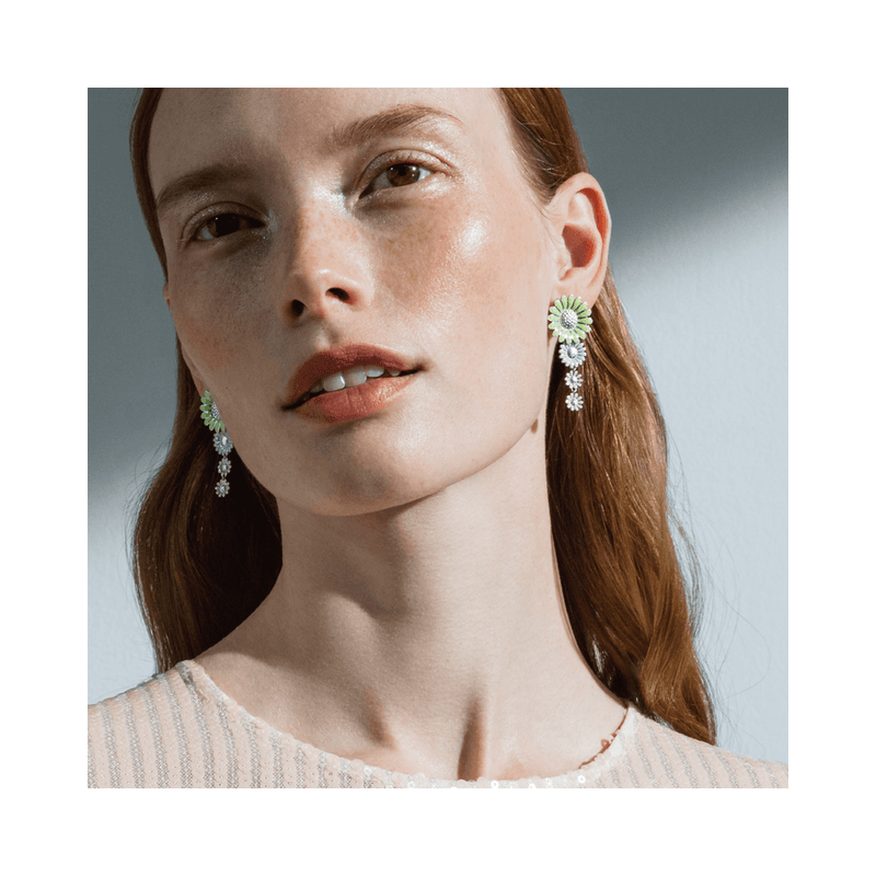 Daisy Drop Earrings - Silver