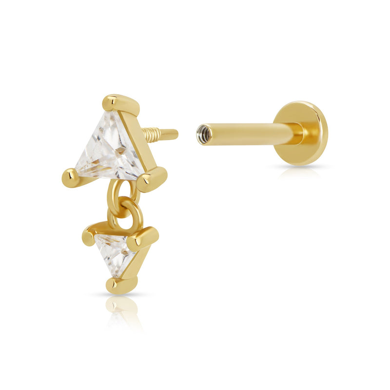 Diamond Silhouette Flat Back Earring (Single Earring) - Gold - SPG-35