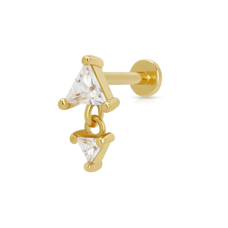 Diamond Silhouette Flat Back Earring (Single Earring) - Gold - SPG-35