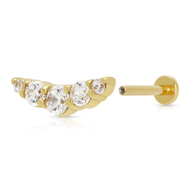 Helix Curve Sparkling Flat Back Earring (Single Earring) - Gold - SPG-102