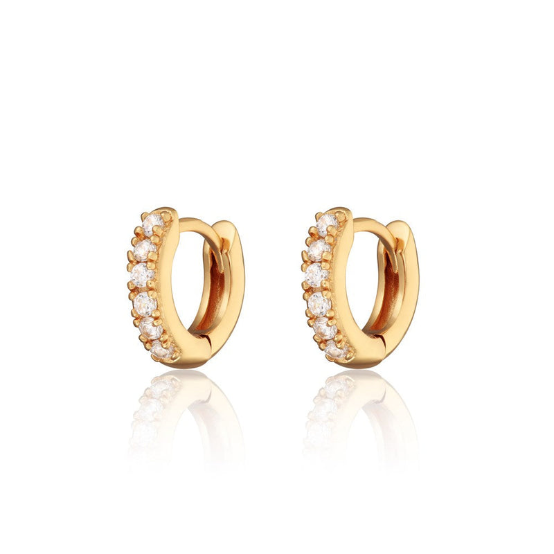 Mini Sparkling Huggie Hoop Earrings - Gold - SPG-134