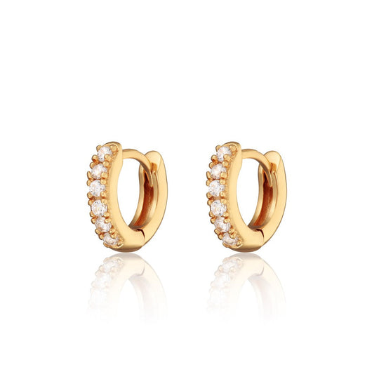Mini Sparkling Huggie Hoop Earrings - Gold - SPG-134