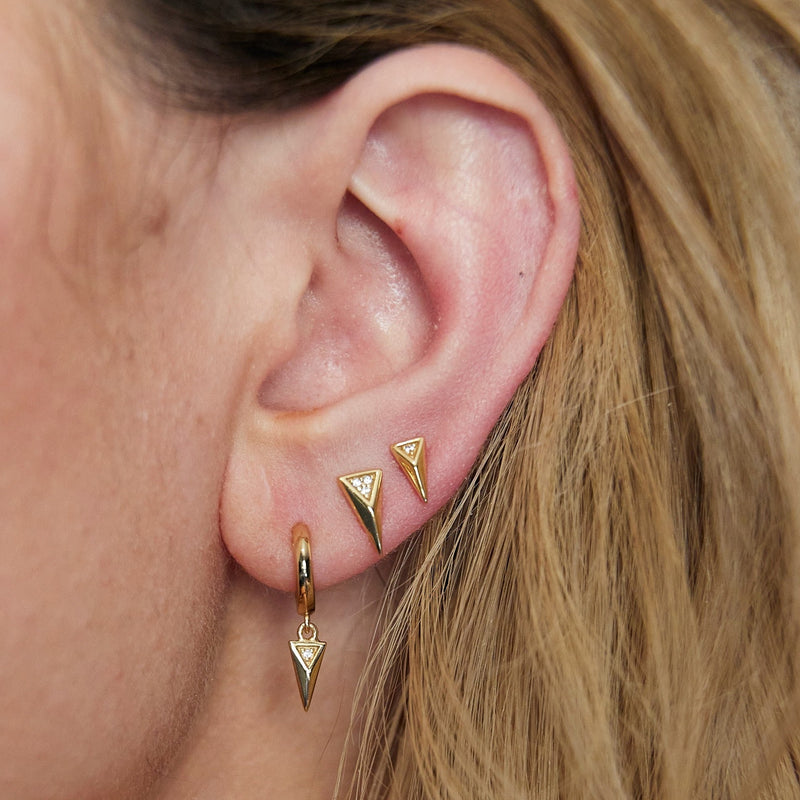 Rebel Charm Hoop Earrings - Gold - SPG-203a