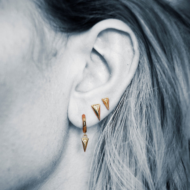 Rebel Charm Hoop Earrings - Gold - SPG-203a