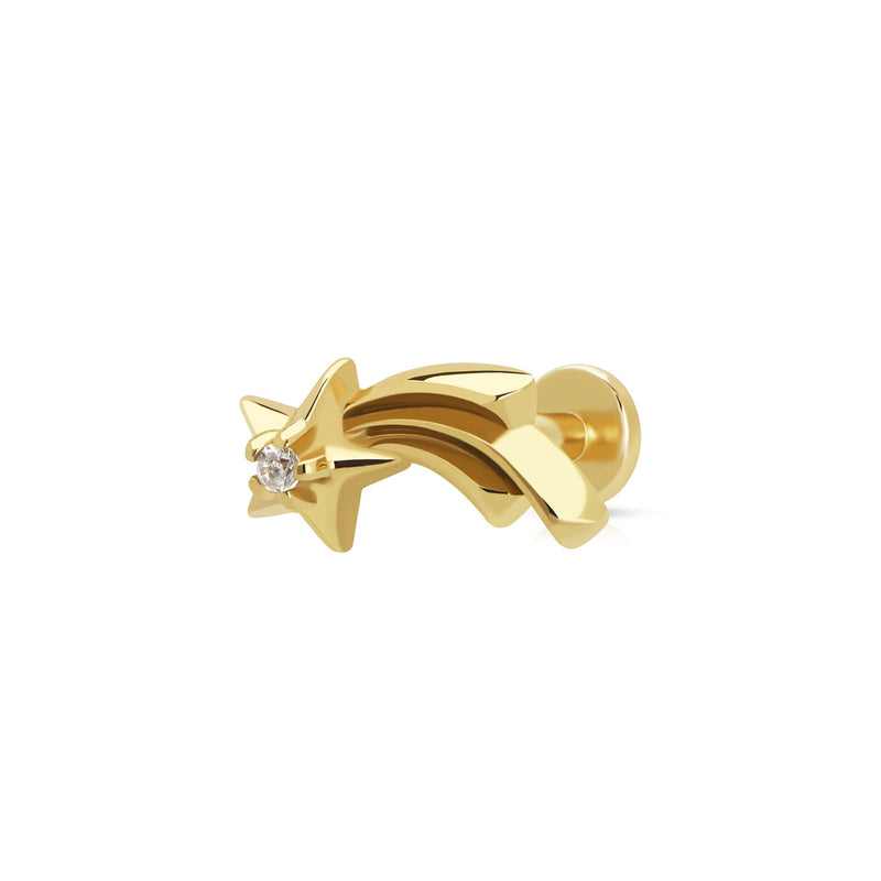 Sparkling Shooting Star Helix Flat Back Earring (Single) - Gold - SPG-5a