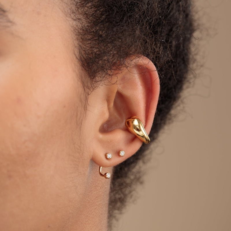 Sparkle Dot Ear Jacket Stud Earrings - Silver - SPS-233a