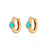 Turquoise Teardrop Huggie Hoop Earrings - Gold - SPG-382