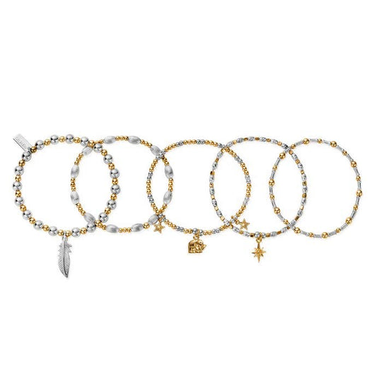 Lucky Stack Of 5 Bracelets - Gold/Silver - GMBSTA5L