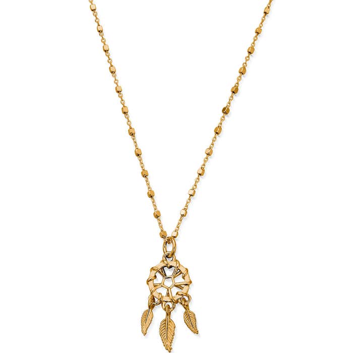 Delicate Cube Chain Dream Catcher Necklace - Gold - GNDC3291