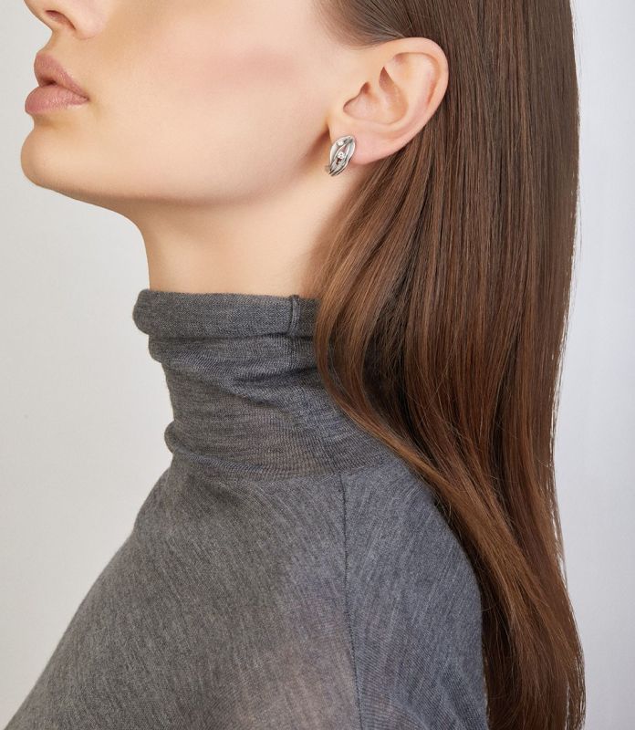 Dune Diamond Hoop Earrings - 18ct White Ice Gold