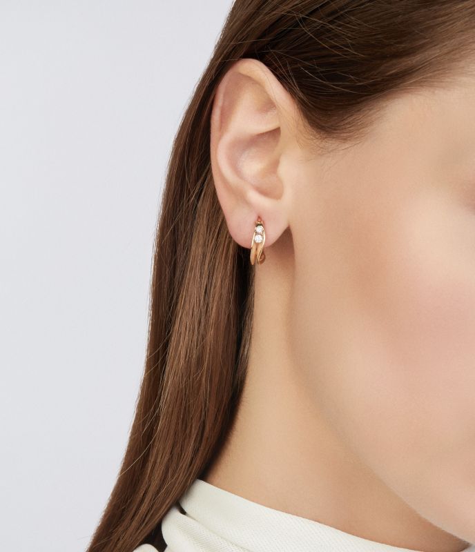 Dune Diamond Hoop Earrings - 18ct Orange Apricot Gold