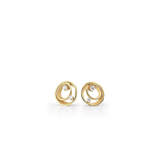 Dune Diamond Stud Earrings - 18ct Yellow Sunrise Gold