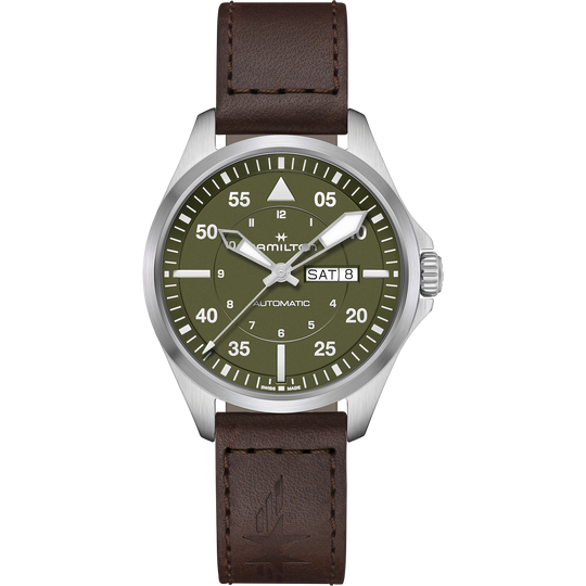 Khaki Aviation Pilot Day Date Auto Gents Watch, 42mm - H64635560