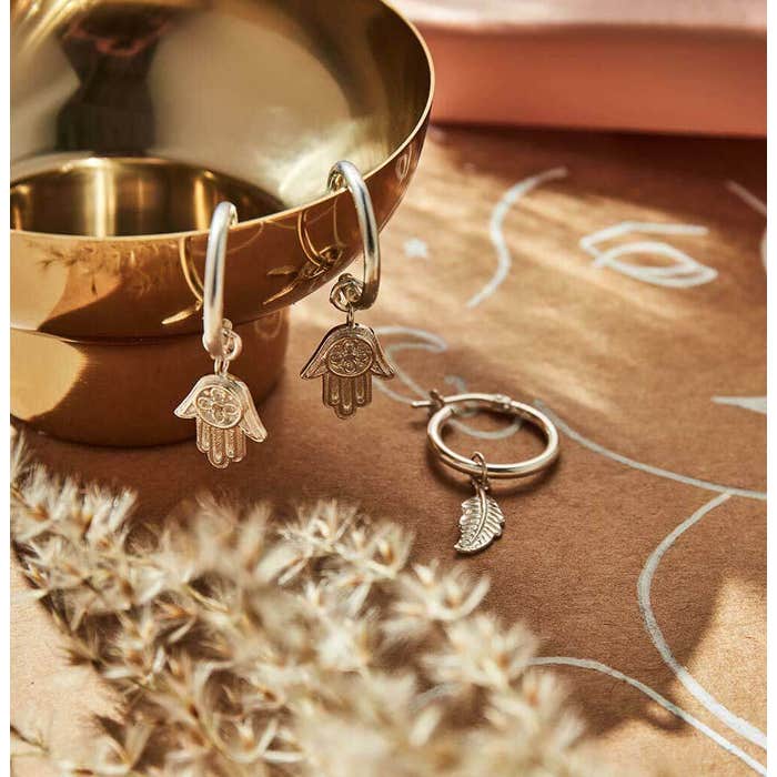 Didi Feather Hoop Earrings - Silver - SEH725