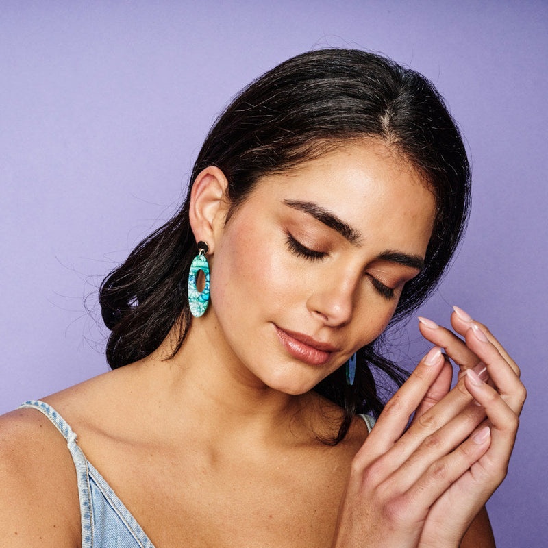 Hepworth Earrings - Silver/Blue/Green Lava - SP-763