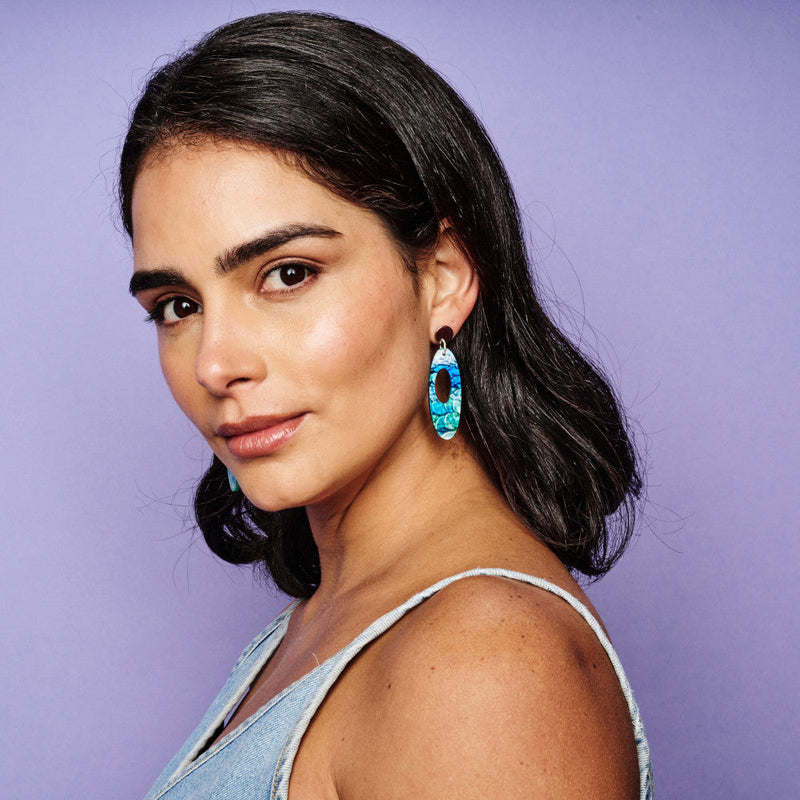 Hepworth Earrings - Silver/Blue/Green Lava - SP-763