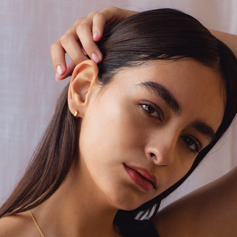 Deco Mini Hoop Earrings - Gold - 48019YNOE