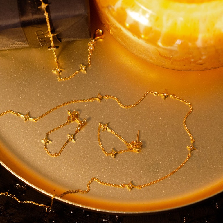 Celestial Chain Earrings - Gold - 47014YNOE