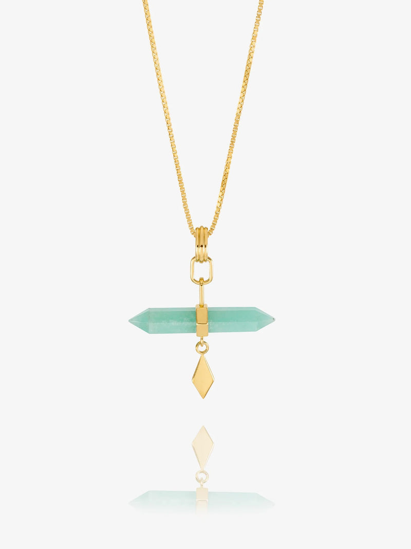 Tranquility Amazonite T-bar Necklace - Gold - RSN05GP