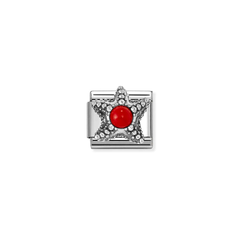 Composable Classic Red Coral Starfish Link - Silver - 330511/08