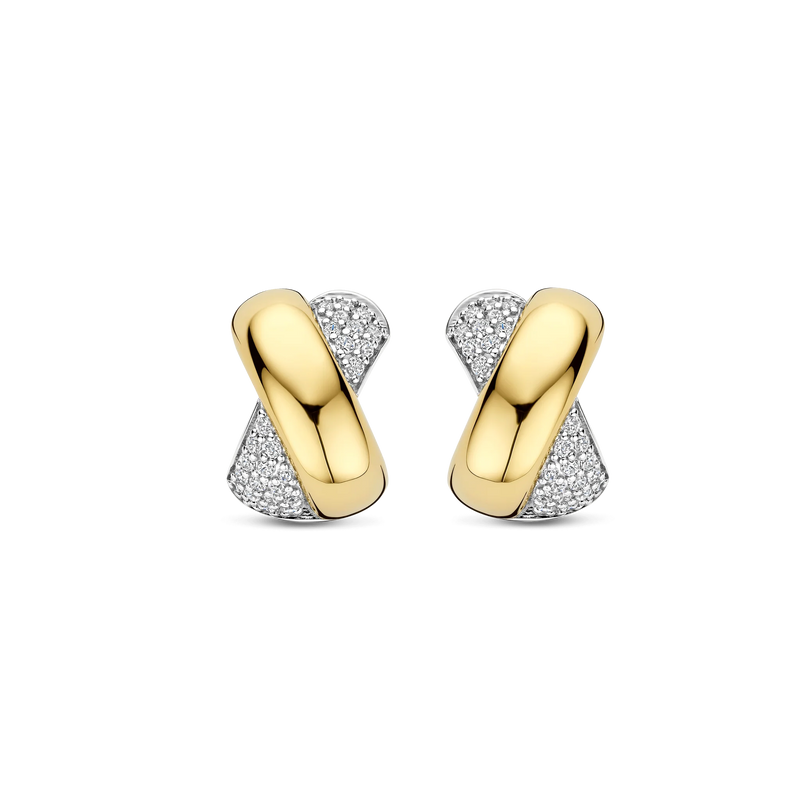 Bold Crossover Hoop Earrings - Gold/Silver - 78047ZY