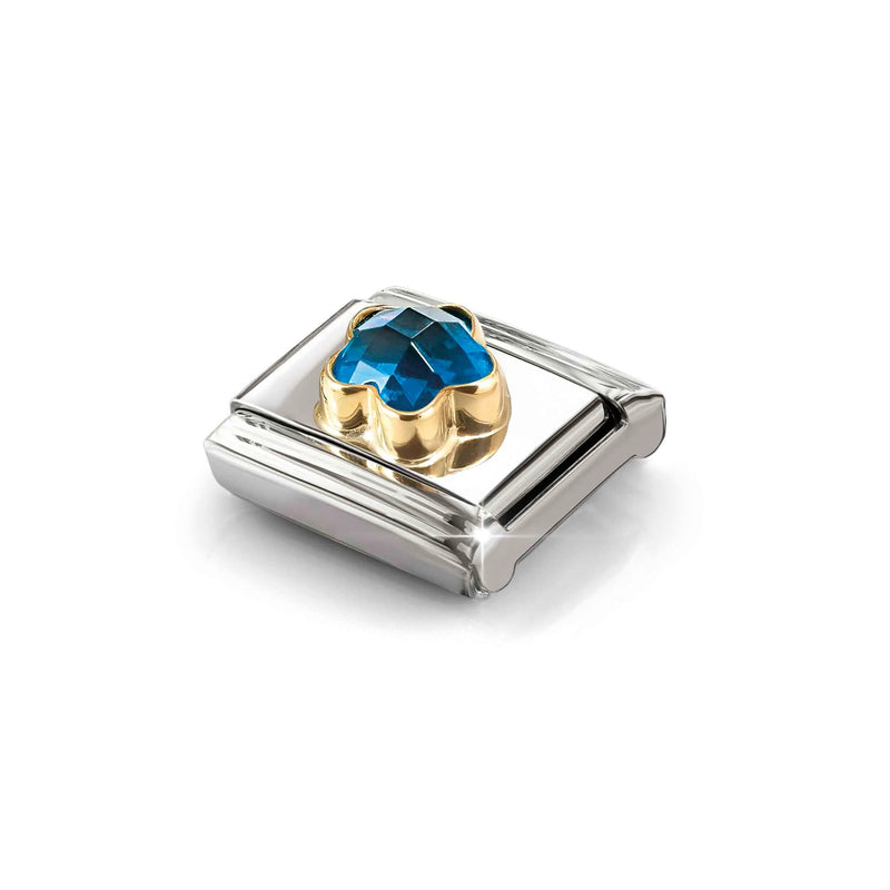 Composable Classic Blue CZ Flower Link - Gold - 030615/007