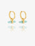 Tranquility Amazonite T-Bar Huggie Hoop Earrings - Gold - RSE06GP