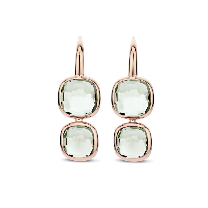 Double Cushion Drop Earrings - Rose Gold - 78055GR