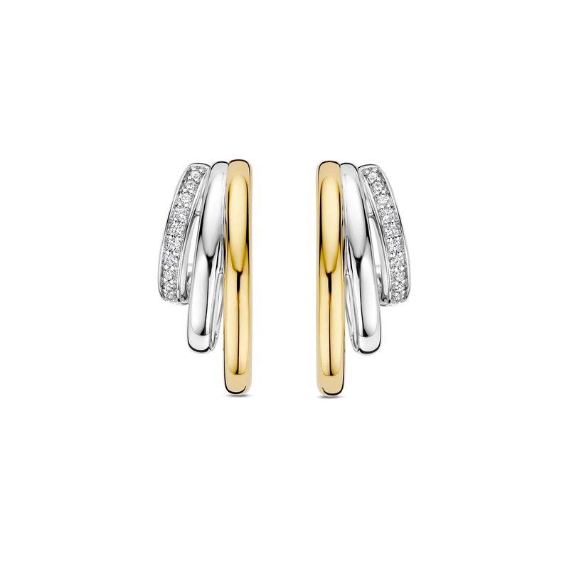 Zirconia Structure Earrings - Gold/Silver - 78068ZY
