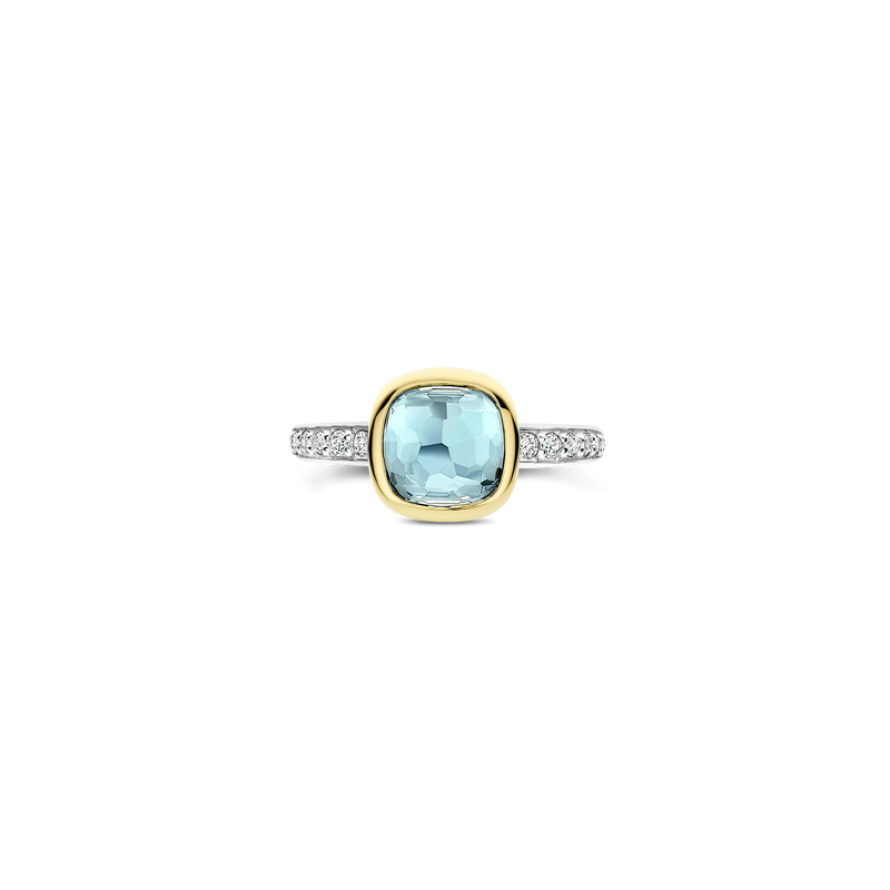 Zirconia Cushion Ring - Gold/Silver - 12414TY