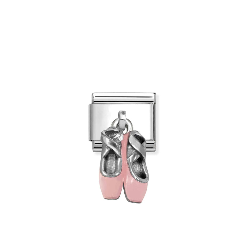 Composable Classic Pink Ballet Shoes Pendant Link - Silver - 331805/21