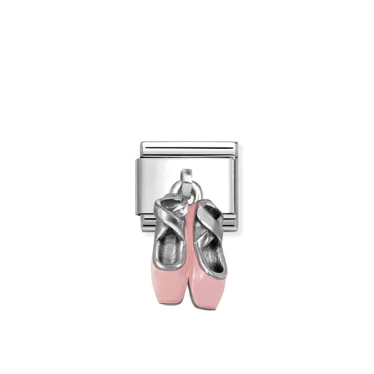 Composable Classic Pink Ballet Shoes Pendant Link - Silver - 331805/21