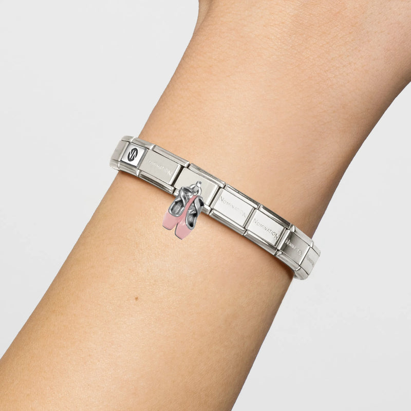 Composable Classic Pink Ballet Shoes Pendant Link - Silver - 331805/21