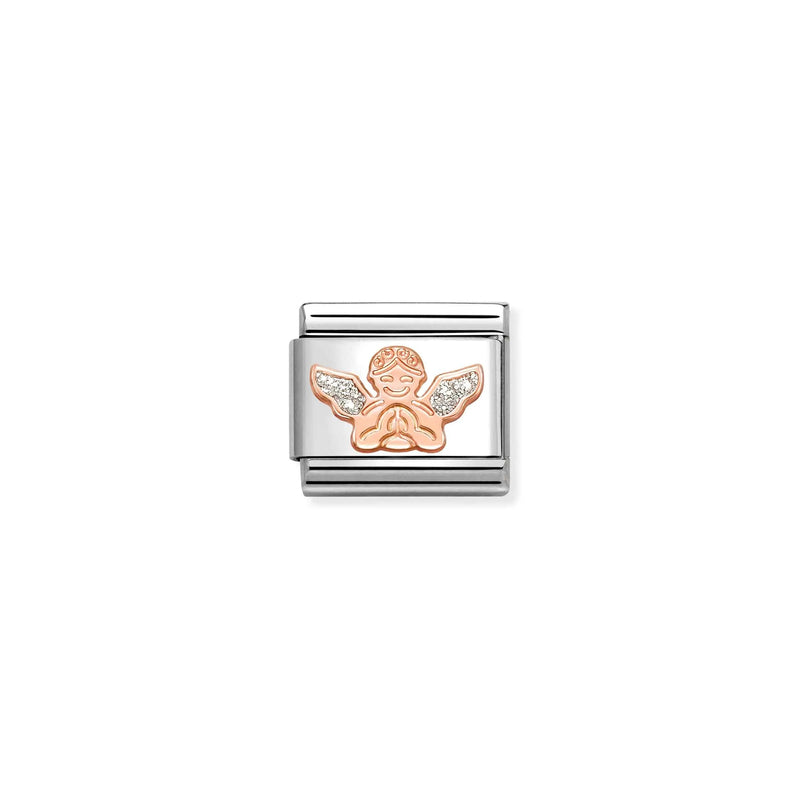 Composable Classic Glitter Angel Link - Rose Gold - 430205/30
