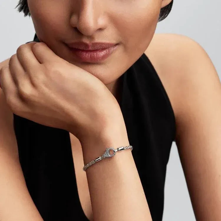 Foxtail CZ Clasp Bracelet - Sterling Silver - 594462C01