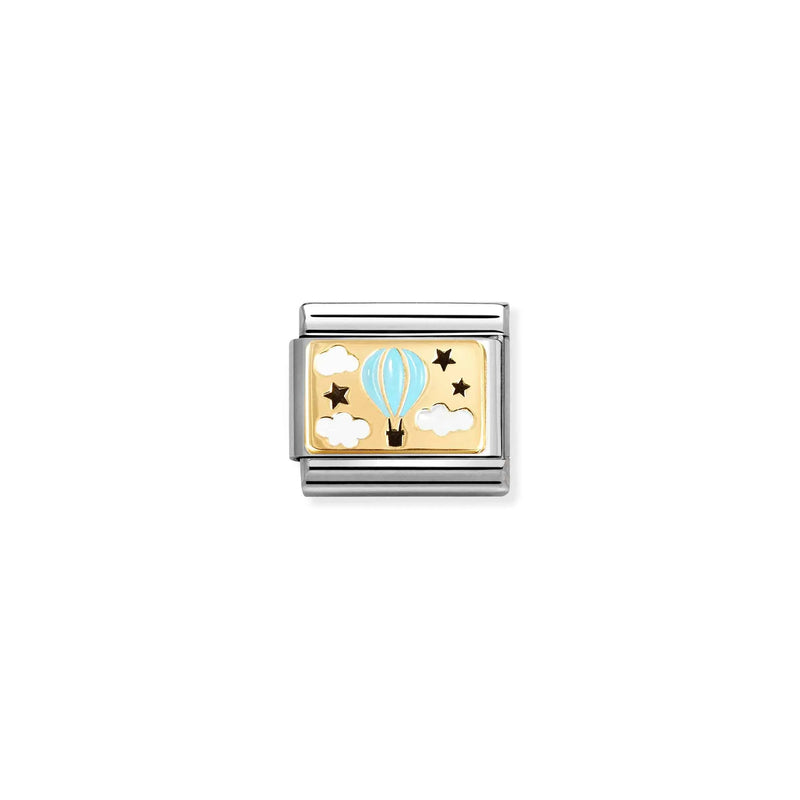 Composable Classic Blue Hot Air Balloon Link - Gold - 030289/17