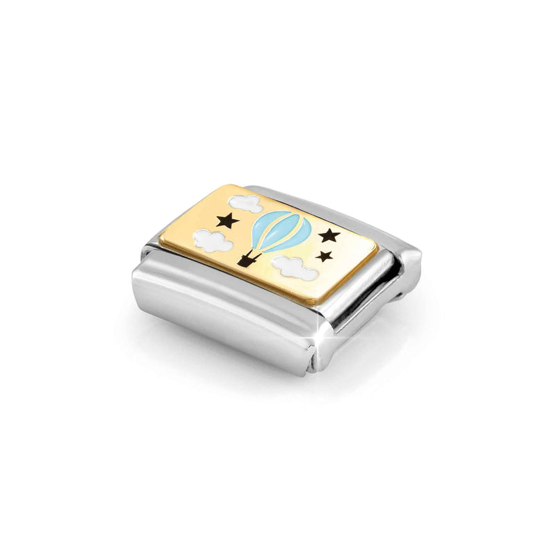 Composable Classic Blue Hot Air Balloon Link - Gold - 030289/17