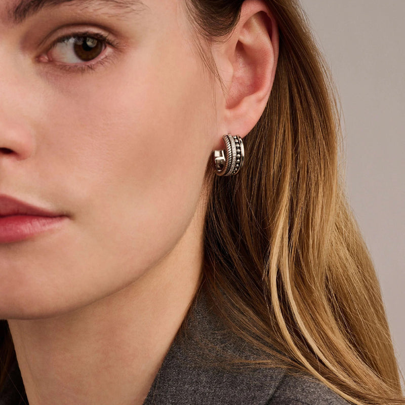Structure Hoop Earrings - Silver - 78059ZI