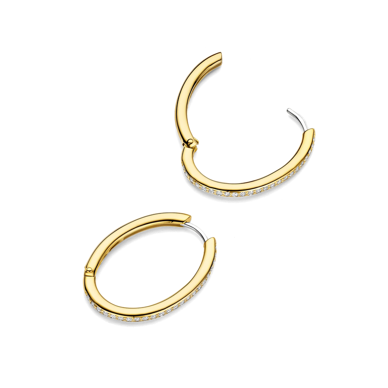 Tennis Large Hoop Earrings, 25mm - Gold - 7789ZY