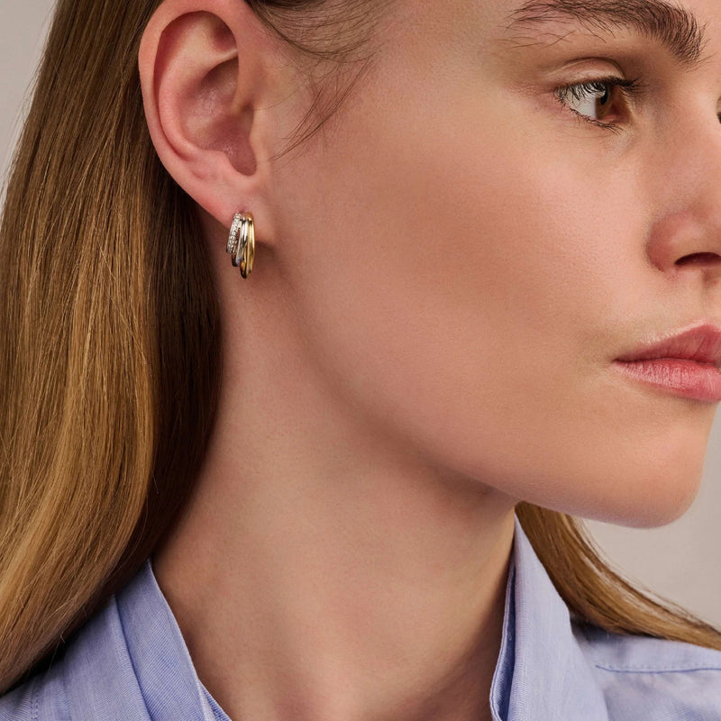 Zirconia Structure Earrings - Gold/Silver - 78068ZY