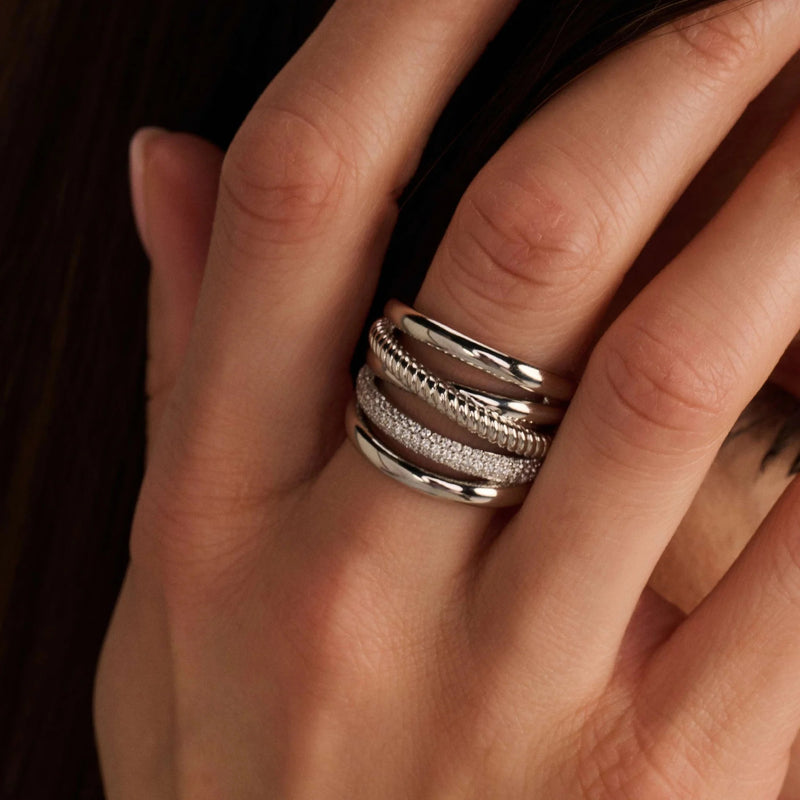 Zirconia Structure Ring (L Model) - Silver - 12421ZI