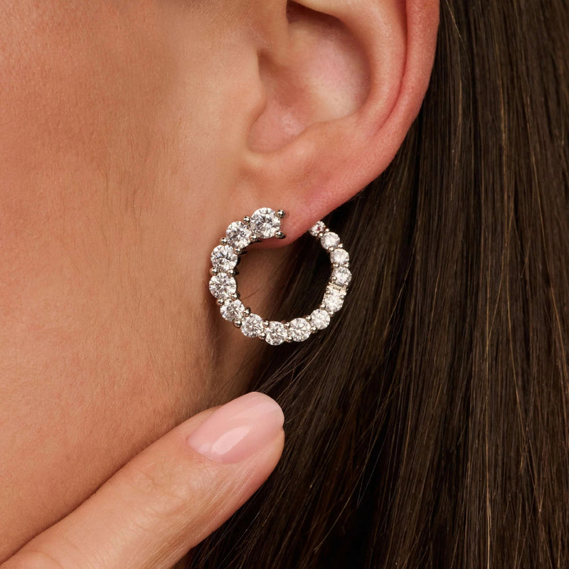 Twisted Zirconia Earrings - Silver - 78071ZI