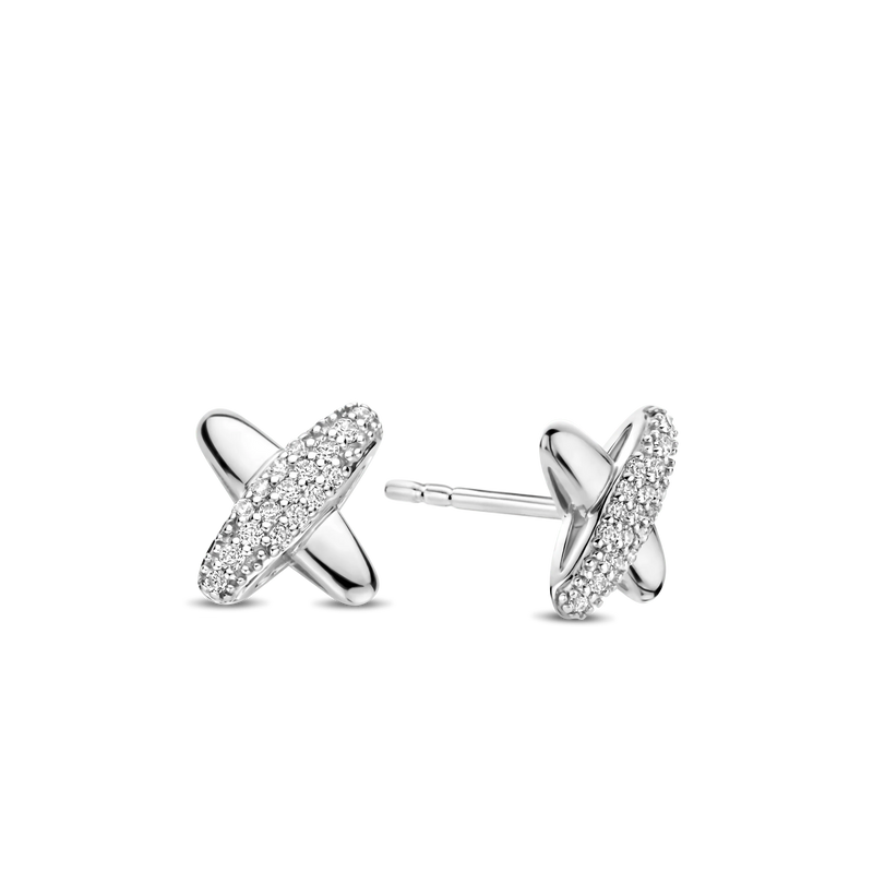 Milano CZ Cross Stud Earrings - Silver - 7982ZI