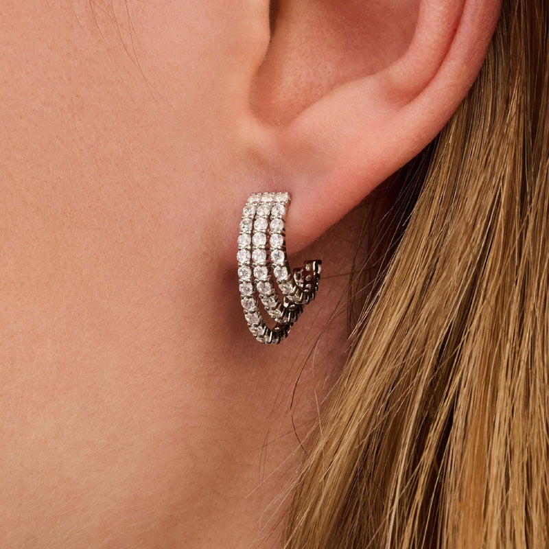 Stardust Zirconia Earrings - Silver - 78069ZI