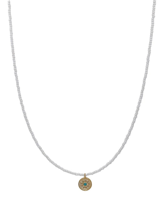 White Sol Beaded Necklace - Gold - NK10911-GPL