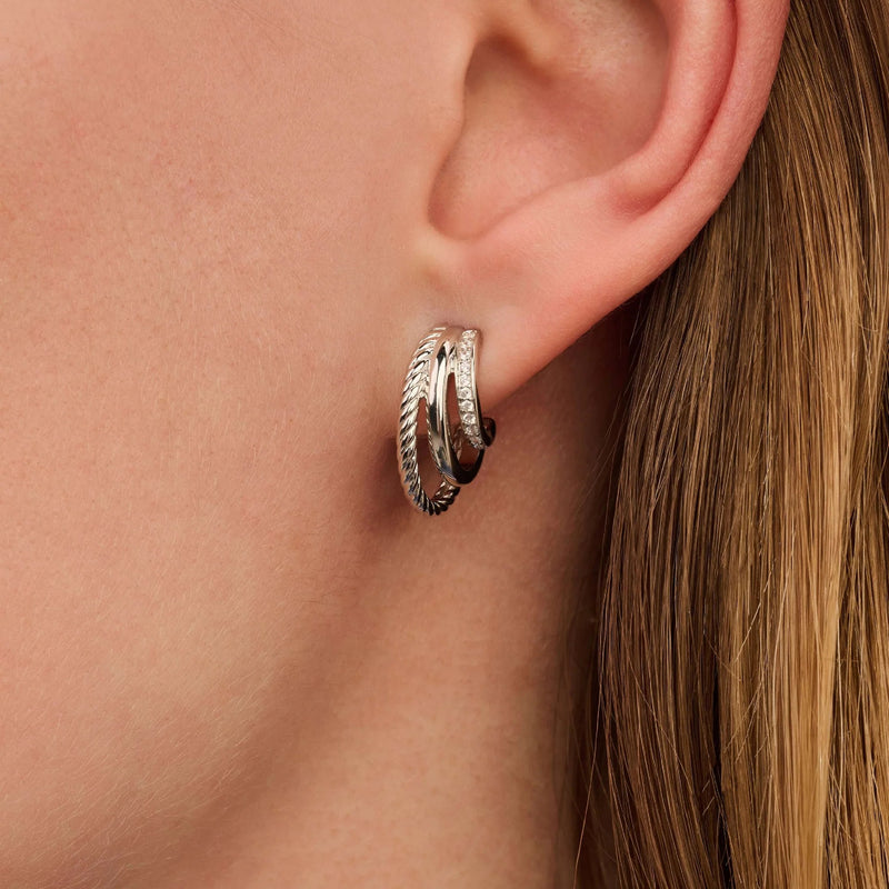 Zirconia Structure Earrings - Silver - 78068ZI