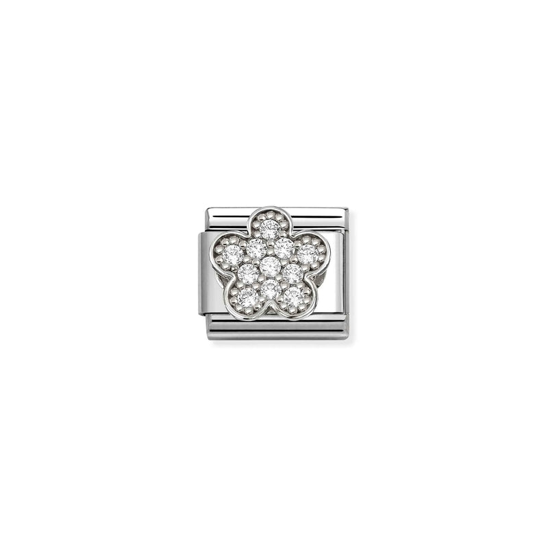 Composable Classic CZ White Flower Link - Silver - 330322/31